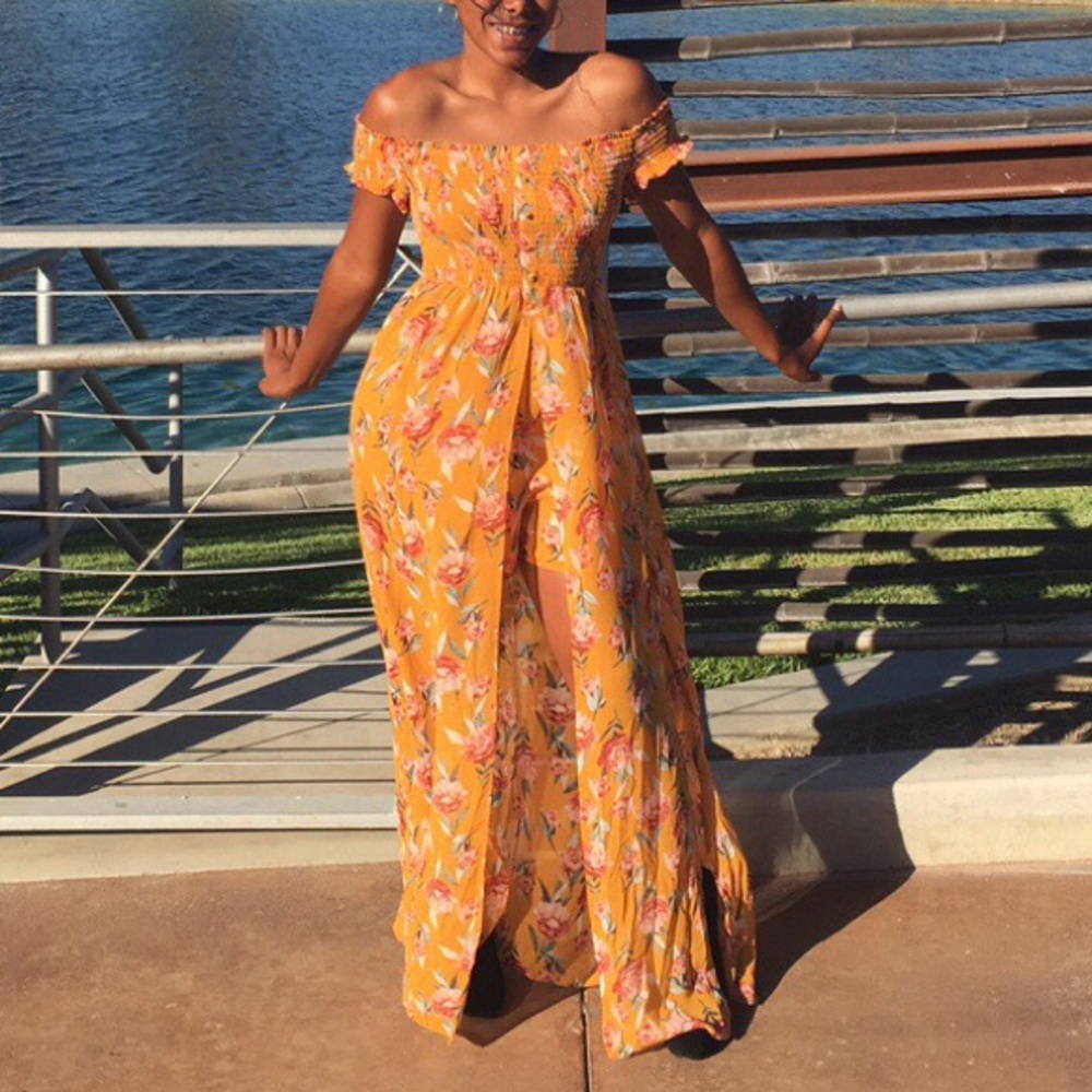 Floral Off the Shoulder Flowy Dress